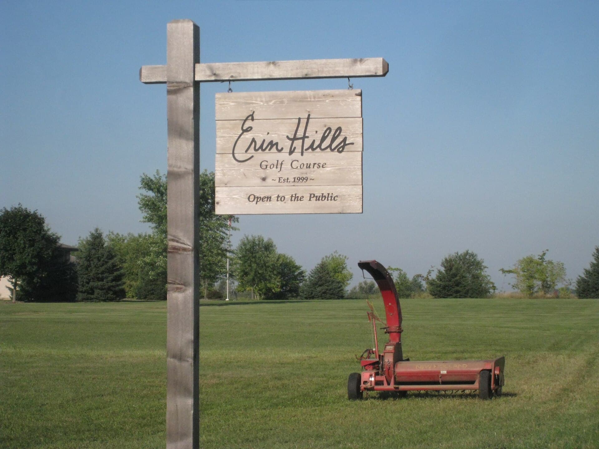 Erin Hills Golf Course entrance sign in Erin, Wisconsin