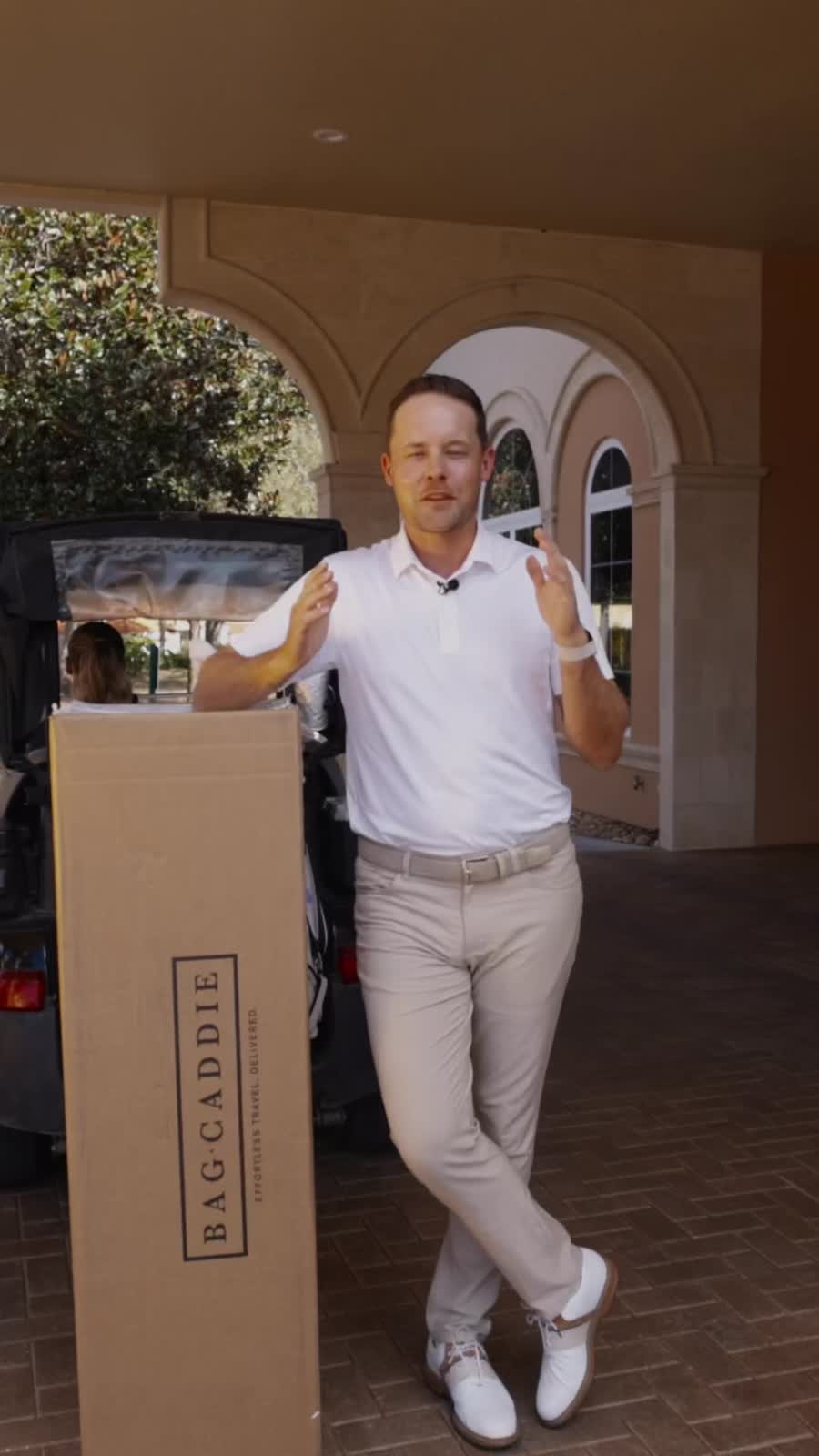 Private club concierge counter coordinating golf bag delivery for members